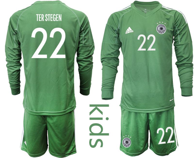 Youth 2021 World Cup National Germany army green long sleeve goalkeeper #22 Soccer Jerseys->germany jersey->Soccer Country Jersey